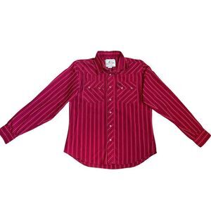 Vintage Wrangler American Cowboys Red Pearl Snap Button Up Western Shirt Size XL